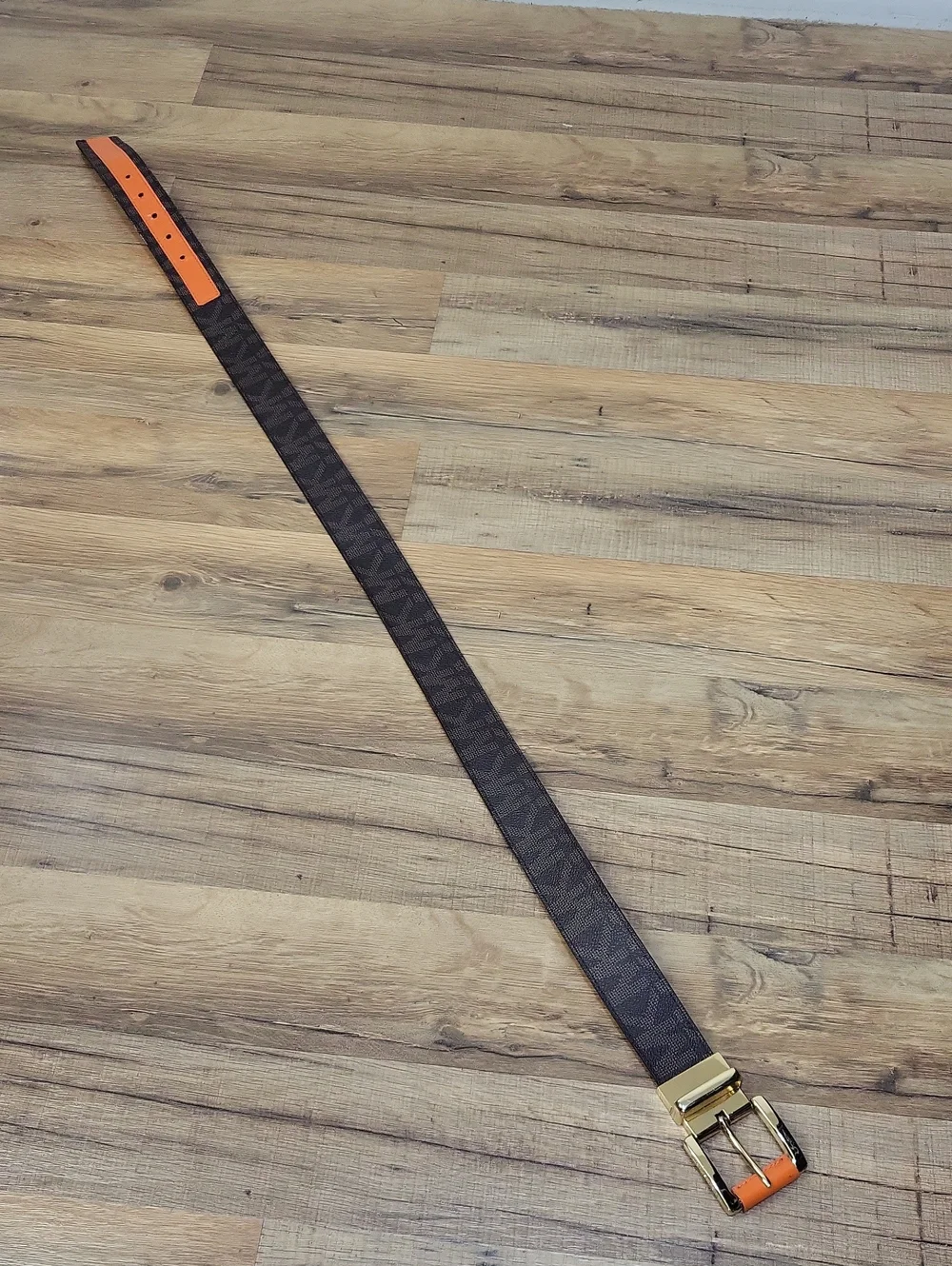 MICHAEL KORS Brown Orange Logi Reversible  Belt